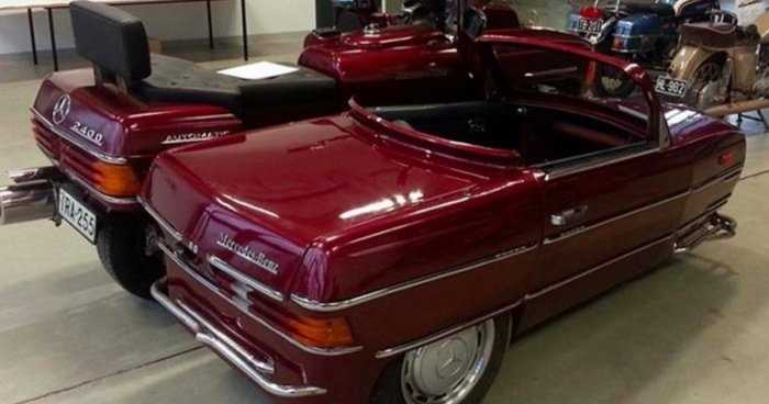 Унікальний мотоцикл на базі класичного Mercedes-Benz W123 знайшли в Фінляндії