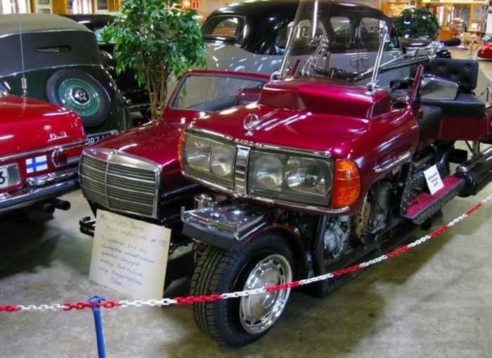 Унікальний мотоцикл на базі класичного Mercedes-Benz W123 знайшли в Фінляндії